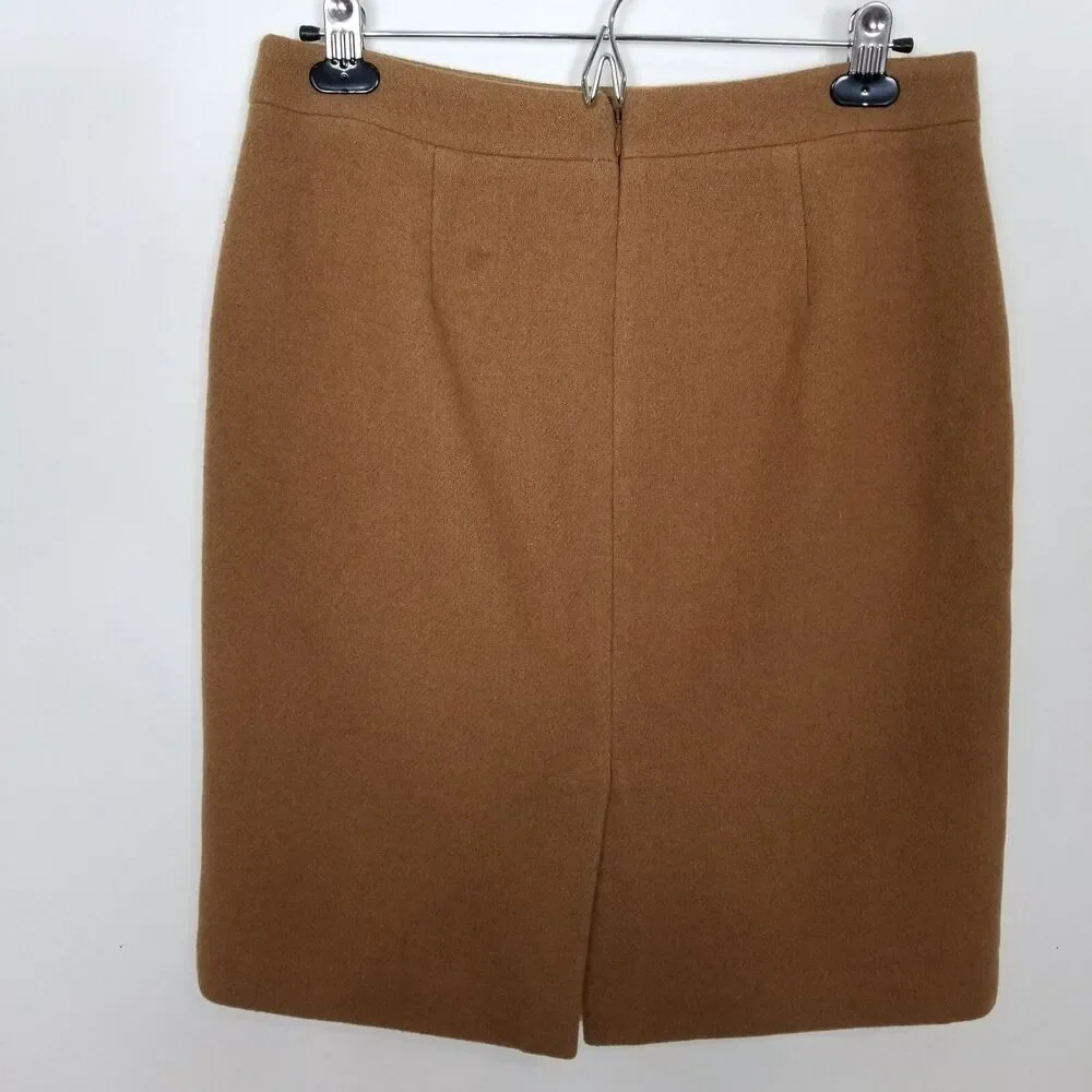 J. Crew Women Wool‎ Blend Pencil Skirt AC276 Sz 6 Brown Office Preppy